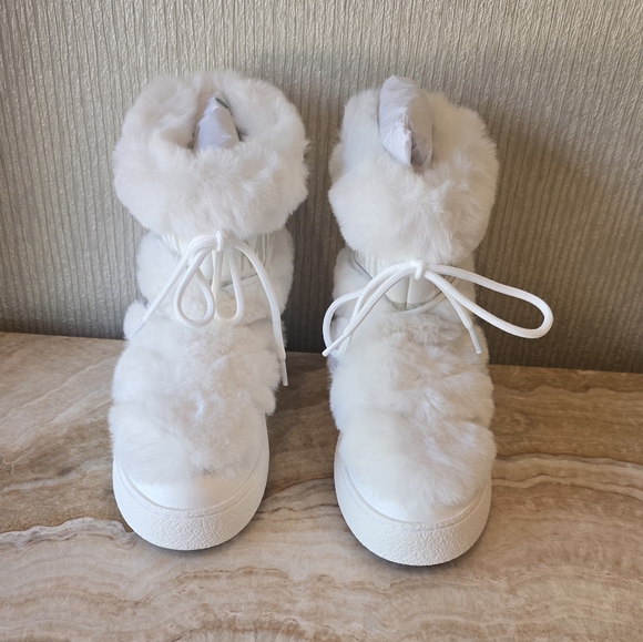Moon Boot LTrack Faux Fur Boots Moon Boots L Track White Fur Winter Snow Boot - Picture 9 of 16